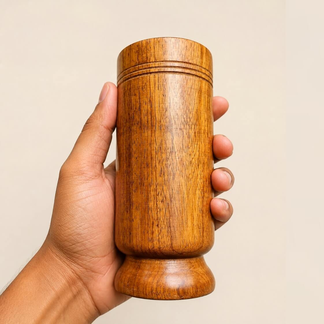 Vijaysar Wood Glass in Hand